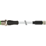 M12 male 0° / M8 female 0° A-cod. PUR 4x0.25 gy UL/CSA+drag ch. 2m