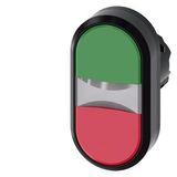 3SU1001-3AB42-0AA0-Z Y15 Illuminated twin pushbutton, 22 mm, round, plastic, green, red, pushbuttons, flat, with laser labeling, upper case and lower case, always upper case at