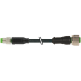 M8 male 0° / M12 female 0° A-cod. PVC 4x0.25 bk UL/CSA 1m