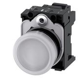 Indicator lights, 22 mm, round, plastic, white, lens, smooth, with holder, LED module, with integrated LED  3SU1102-6AA60-3AA0-Z Y13