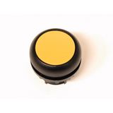 Pushbutton, RMQ-Titan, Flat, momentary, yellow, Blank, Bezel: black