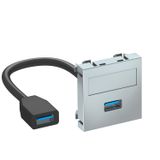 MTG-U3A F AL1 Multimedia support,USB 3.0 A-A with cable, socket-socket 45x45mm