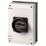 Main switch, P3, 63 A, surface mounting, 3 pole, 1 N/O, 1 N/C, STOP function, With black rotary handle and locking ring, UL/CSA