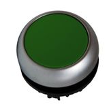 Push-button flat, spring-return, green