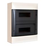 LEGRAND 2X12M SURFACE CABINET SMOKED DOOR EARTH AND NEUTRAL TERMINAL BLOCK