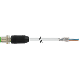 M12 male 0° A-cod. with cable shielded PUR 4x0.34 shielded gy 5m