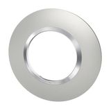 Round dooxie plate 1 post aluminum effect finish with chrome effect ring