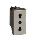 Arteor 2 Pole + Earth 10/16A Italian Type Shuttered Socket Outlet 1 Module Champagne