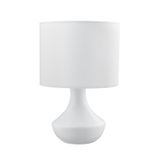 Matt White Metal White Fabric Shade LED E27 1x12 Watt 230 Volt IP20 Bulb Excluded Cable Length: 180 cm D: 18 H1: 14 H2: 26 cm