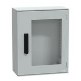 wall-mounting encl. polyester monobloc IP66 530x430x200mm 3p.lock glazed door