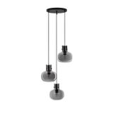 Smoky Glass  Black Cord  Black Metal Base   LED E27 3x12 Watt 230 Volt   IP20 Bulb Excluded  D: 30 H: 178 cm Adjustable Height