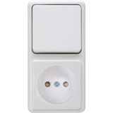 Surface mount combination without earthed socket outlet,with shutter, arctic-white