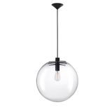 Clear Glass & Black Metal  Black Fabric Wire  LED E27 1x12 Watt 230 Volt  IP20 Bulb Excluded   D: 40 H1: 40 H2: 195 cm Adjustable Height