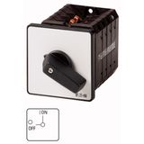 On-Off switch, T5B, 63 A, flush mounting, 1 contact unit(s), 1 pole, with black thumb grip and front plate