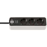 Ecolor Extension Socket 3-way white/black 1.5m H05VV-F 3G1.5