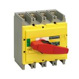 switch disconnector, Compact INS630 , 630 A, with red rotary handle and yellow front, 4 poles