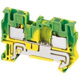 PUSH-IN TERMINAL, FEED THROUGH, GROUNDED, 2 POINTS, 4MM2, GN/YE
