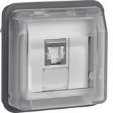 FCC soc.out. insert 8p shielded hinged cover surf./flushmtd,cat.6,labf