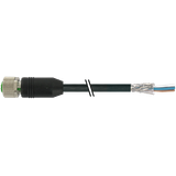 M12 fem. 0° A-cod. with cable PUR 5x0.34 shielded bk+drag-ch 40m