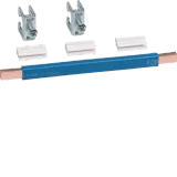 CU rail, univers Z, 180x9x6mm, 35mm² blue, laminated, with 2xclamps up to 35mm²