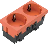 Dvounásobná Schuko zásuvka modul 45, pootočená 33°, oranžová