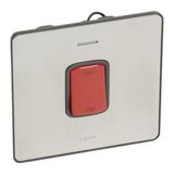 Synergy Sleek 45A Double Pole Control Switch with Red Rocker and LED Power Indicator Brushed Stainless Steel