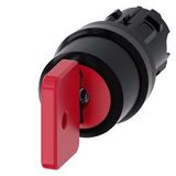 3SU1000-4FM01-0AA0-Z Y12 Key-operated switch O.M.R, 22 mm, round, plastic, lock number 73037, red, with 2 keys, 3 switch positions I>O