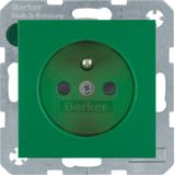 Soc. out. earthing pin, enhncd contact prot., S.1/B.3/B.7, green matt