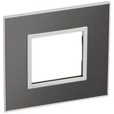 French and German standard plate square version 2 modules - brushed metal black