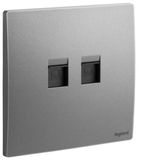 Double RJ45 socket outlet category 5E UTP dark silver