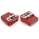 Snap-in plug with direct ground contact 3-pole red
