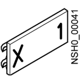 Labeling plate, front, with X3, horizontal, terminal width: 20 mm, H: 7 mm