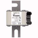 Fuse-link, high speed, 1000 A, AC 690 V, DIN 2, 61 x 77 x 108 mm, aR, DIN, IEC, single indicator