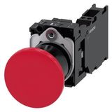 Mushroom pushbutton, 22 mm, round, plastic, red, 40mm, latching, pull-to-unlatch mechanism,  3SU1100-1BA20-3FA0-Z Y11