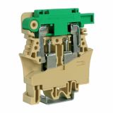 Screw terminal block 10mm2 fuse-holder, blown-fuse signal 48V, beige color