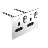 Art d'Arnould - 2 gang BS socket 13A-250V double pole switch with power indicator Epure - Brushed Steel