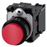 Pushbutton, 22 mm, round, plastic, red, pushbutton, raised, momentary contact type, with holder 1 NC,  3SU1100-0BB20-1CA0-Z Y10