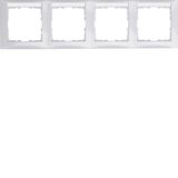 Frame with labelling field 4gang horizontal S.1, polar white glossy