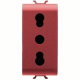 ITALIAN STANDARD SOCKET-OUTLET 250V ac - FOR DEDICATED LINES - 2P+E 16A DUAL AMPERAGE - P11-P17 - 1 MODULE - RED - ANTIBACTERIAL - CHORUSMART
