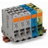 Three phase set with 95 mm² high-current tbs only for DIN 35 x 15 rail