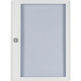 Surface mounted steel sheet door white, transparent with Profi Line handle for 24MU per row, 3 rows