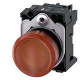 Indicator light, 22 mm, round, plastic, amber, lens, smooth, with holder, LED module, with integrated LED 230  3SU1106-6AA00-1AA0-Z Y10