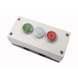 Housing, Pushbutton actuators, Indicator lights, Enclosure, momentary, 2 NC, 2 N/O, Screw connection, Number of locations 2, Grey, inscribed, Bezel: t