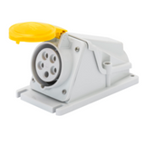90° ANGLED SURFACE-MOUNTING SOCKET-OUTLET - IP44 - 3P+N+E 16A 100-130V 50/60HZ - YELLOW - 4H - SCREW WIRING