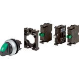 Illuminated selector switch actuator, RMQ-Titan, maintained, 3 positions, green, Blister pack for hanging