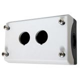 Surface mounting enclosure, 2 holes, black/light grey