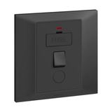 Galion - 1 gang switched fused connection unit with led power indicator and cord outlet - 13A - Matt Black