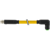 M8 male 0° / M8 female 90° A-cod. snap-in PVC 3x0.25 ye UL/CSA 1m