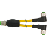 Y-Distributor M12 male/fem. 90° A-cod. PUR 3x0.34 ye+rob+drag-ch 0.6m