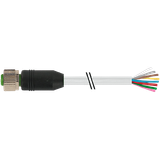 M12 female 0° A-cod. with cable PUR 8x0.34 gy UL/CSA+drag ch. 2m